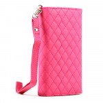 Wholesale Samsung Galaxy S3 S4 S5 Universal Flip Leather Wallet Case with Strap (Hot Pink)